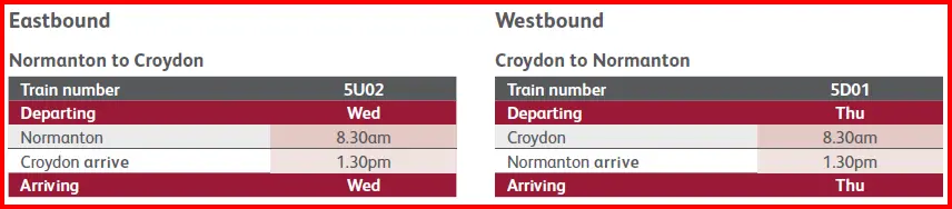 Gulflander Timetable